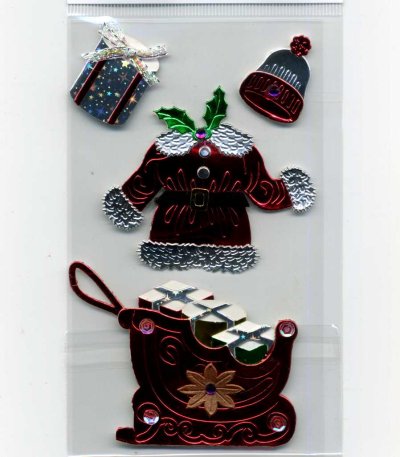 Christmas Foil Stickers - Santa Clothes & Sleigh (FX182)